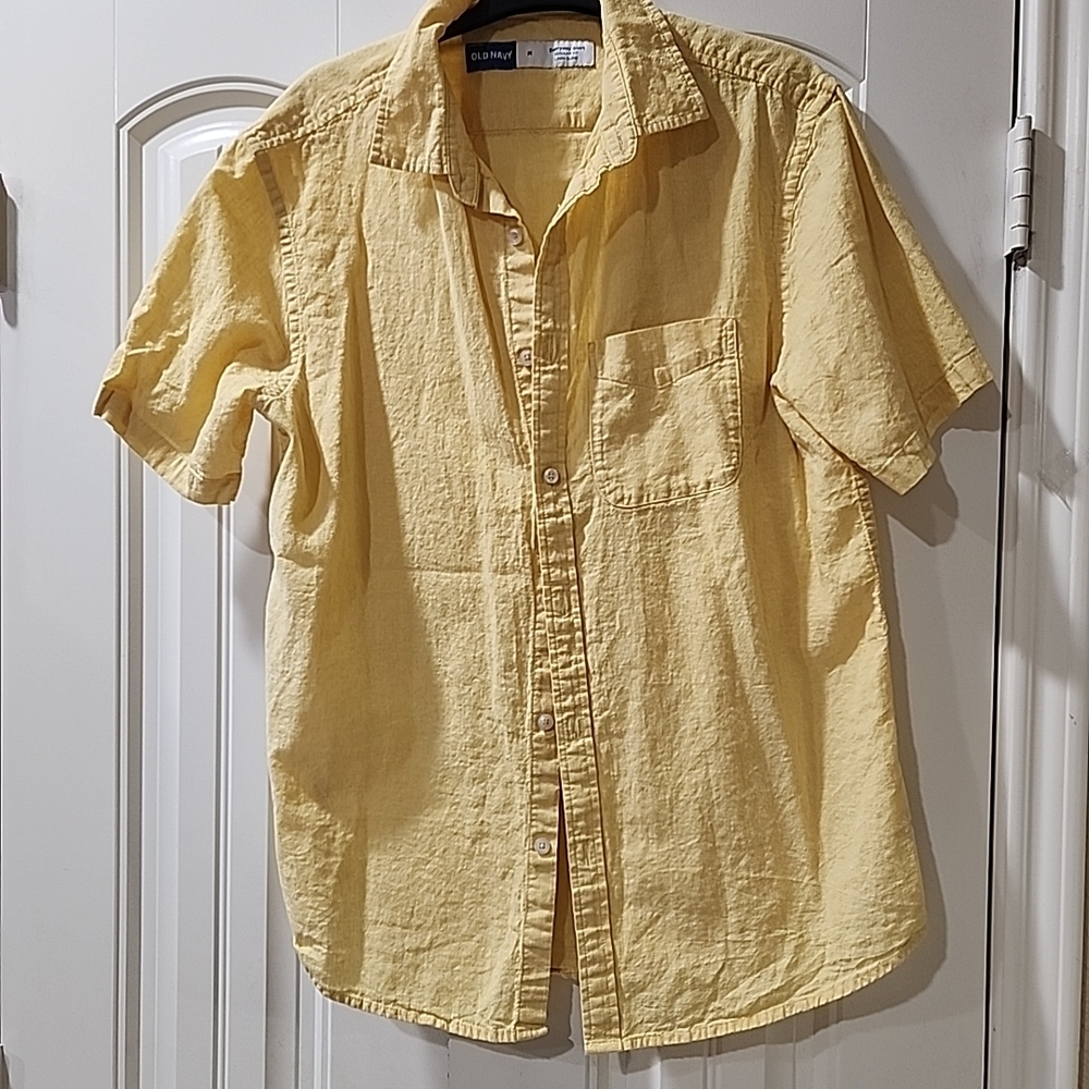 Old Navy Men's Casual Yellow Button Down Shirt